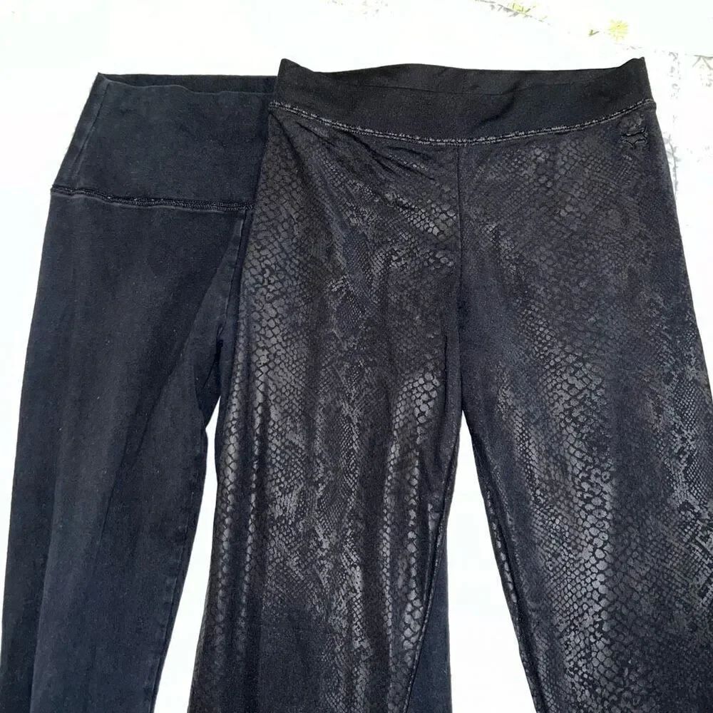 Aerie PINK Leggings Bundle set black and wet snakeskin size S